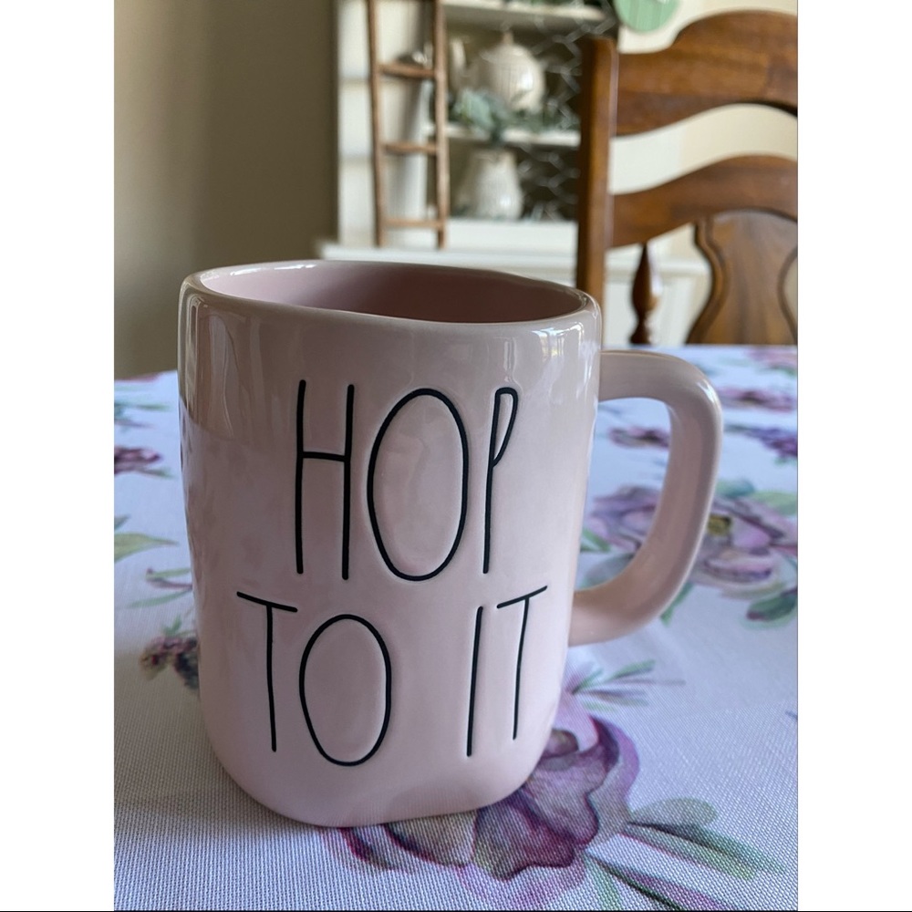 NWT Rae Dunn Pink Easter Mug “Hop to It”